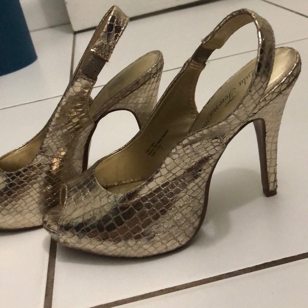 Gold slingback heels
